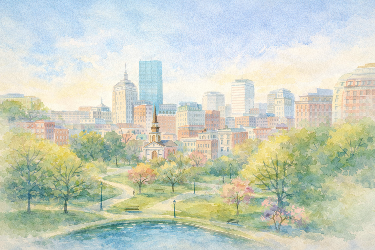 Watercolor cityscape by Samantha